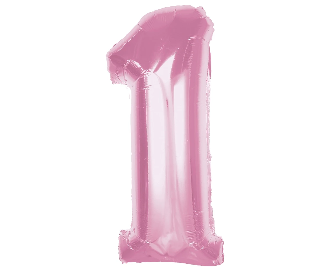 Foil balloon B&C Number 1, light pink, 92 cm