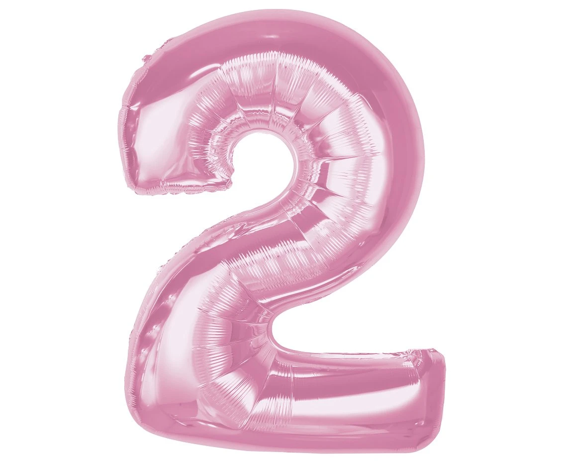 Foil balloon B&C Number 2, light pink, 92 cm