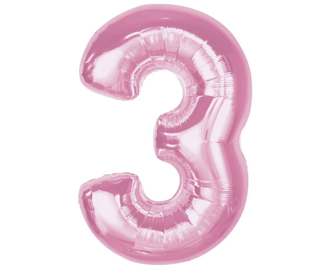 Foil balloon B&C Number 3, light pink, 92 cm