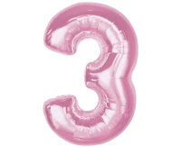 Foil balloon B&C Number 3, light pink, 92 cm