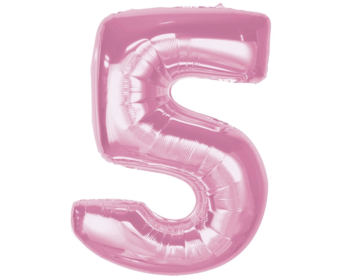 Foil balloon B&C Number 5, light pink, 92 cm