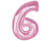 Foil balloon B&C Number 6, light pink, 92 cm