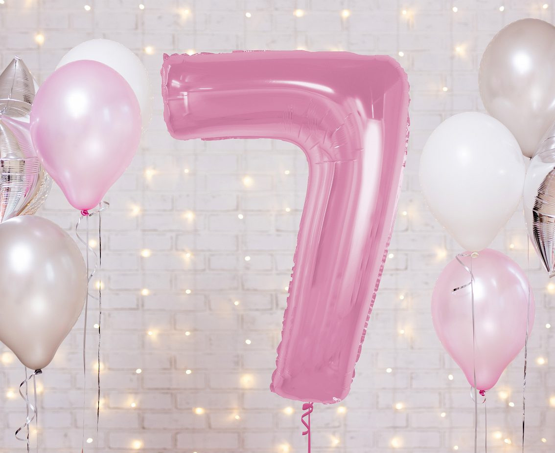 Foil balloon B&C Number 7, light pink, 92 cm