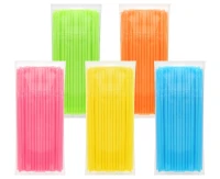Reusable plastic straws (flexible), mix color  5x210mm/ 100 pcs