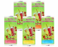 Reusable plastic straws (flexible), mix color 5x210mm/ 50 pcs