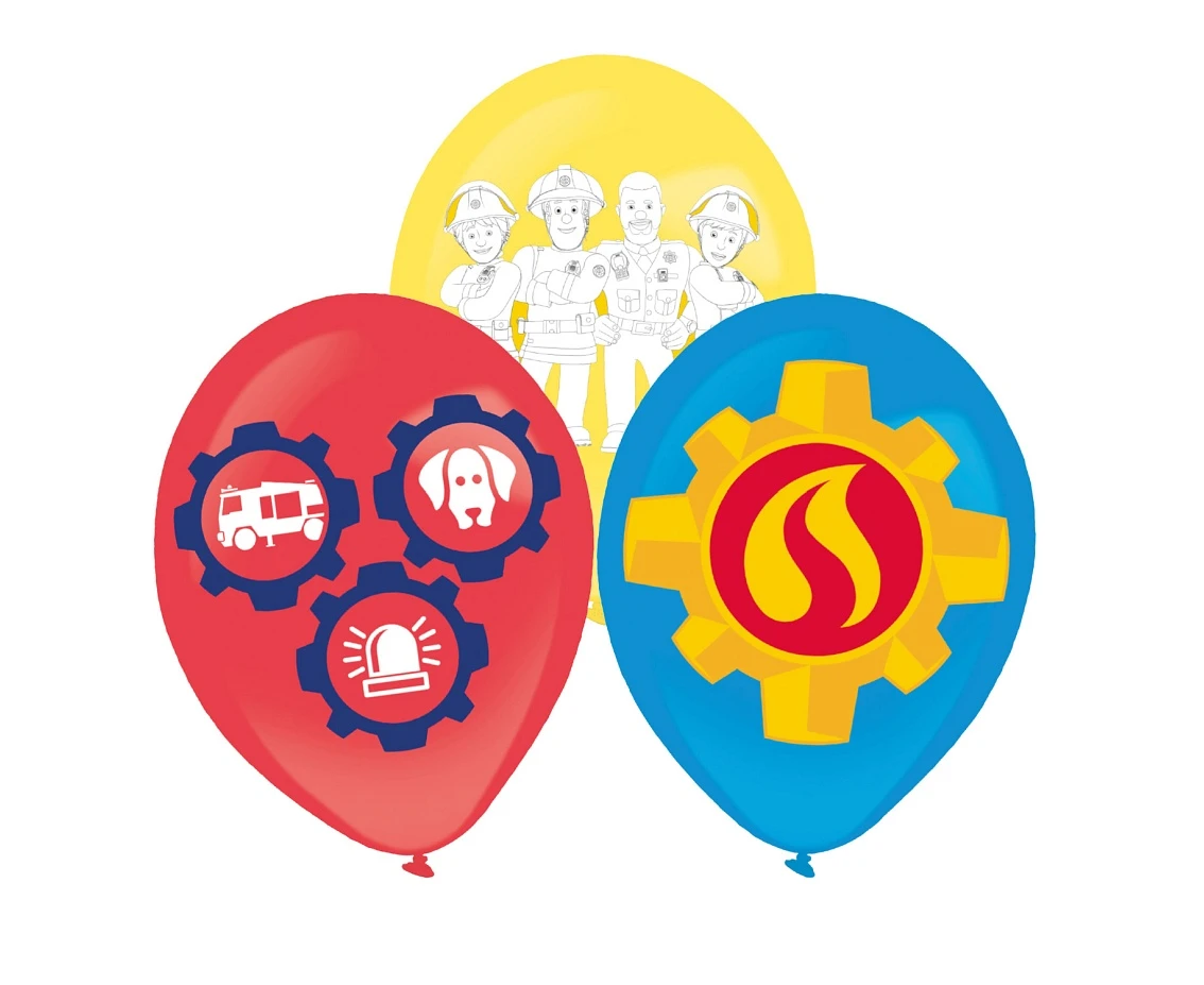 Latex balloon 11" Fireman Sam,  6 pcs EOL