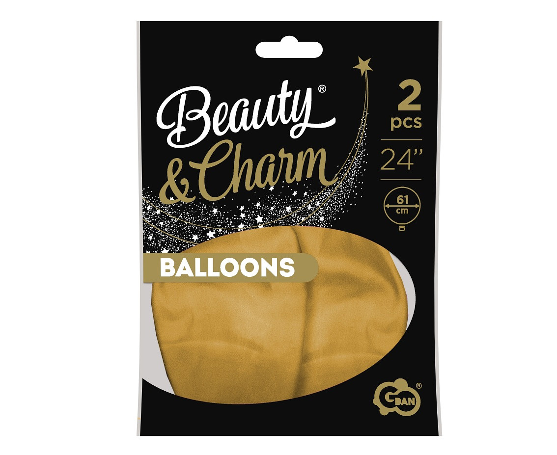 Balloons B&C 24", metallic gold 61 cm, 2pcs