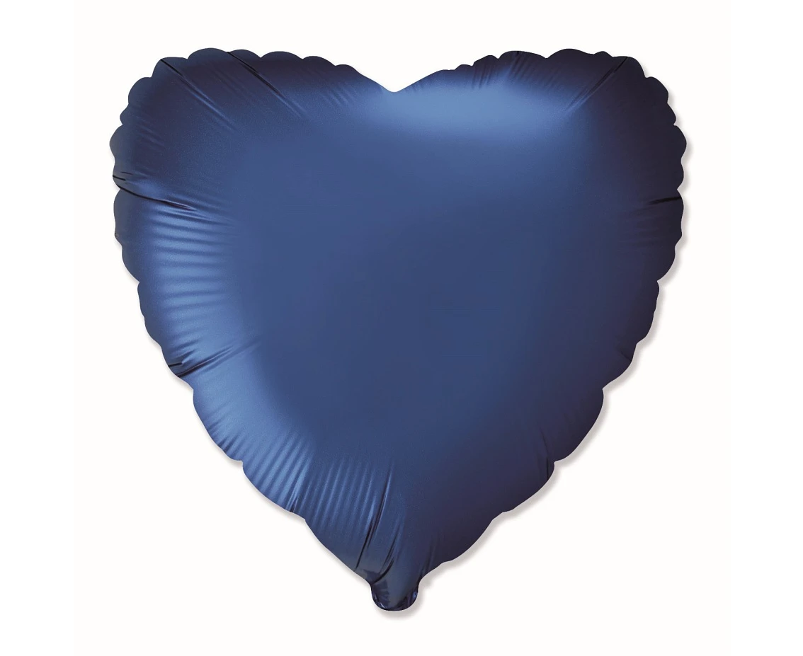 Foil balloon 18" FX - Heart (satin navy blue),  unpacked (flat)
