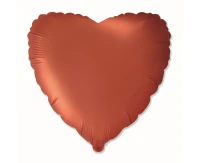 Foil balloon 18" FX - Heart (satin orange),  unpacked (flat)