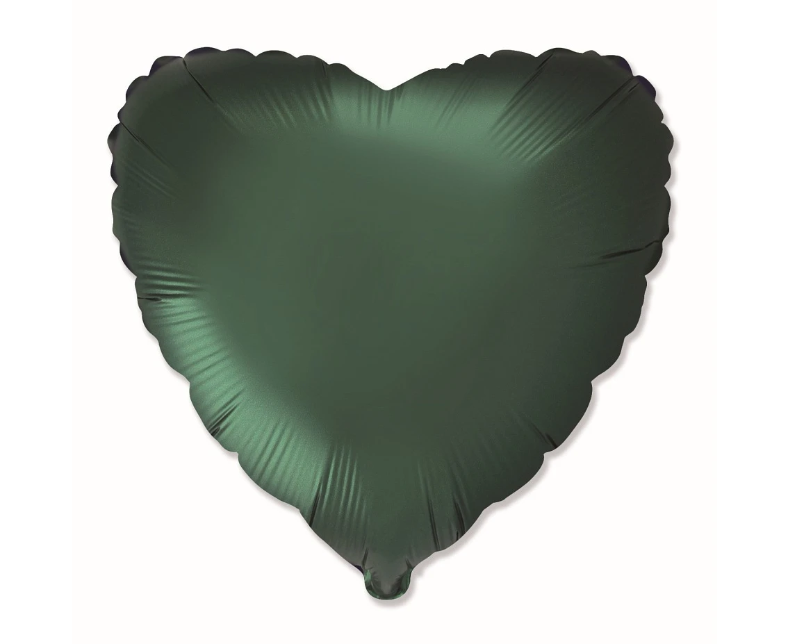 Foil balloon 18" FX - Heart (satin green),  unpacked (flat)