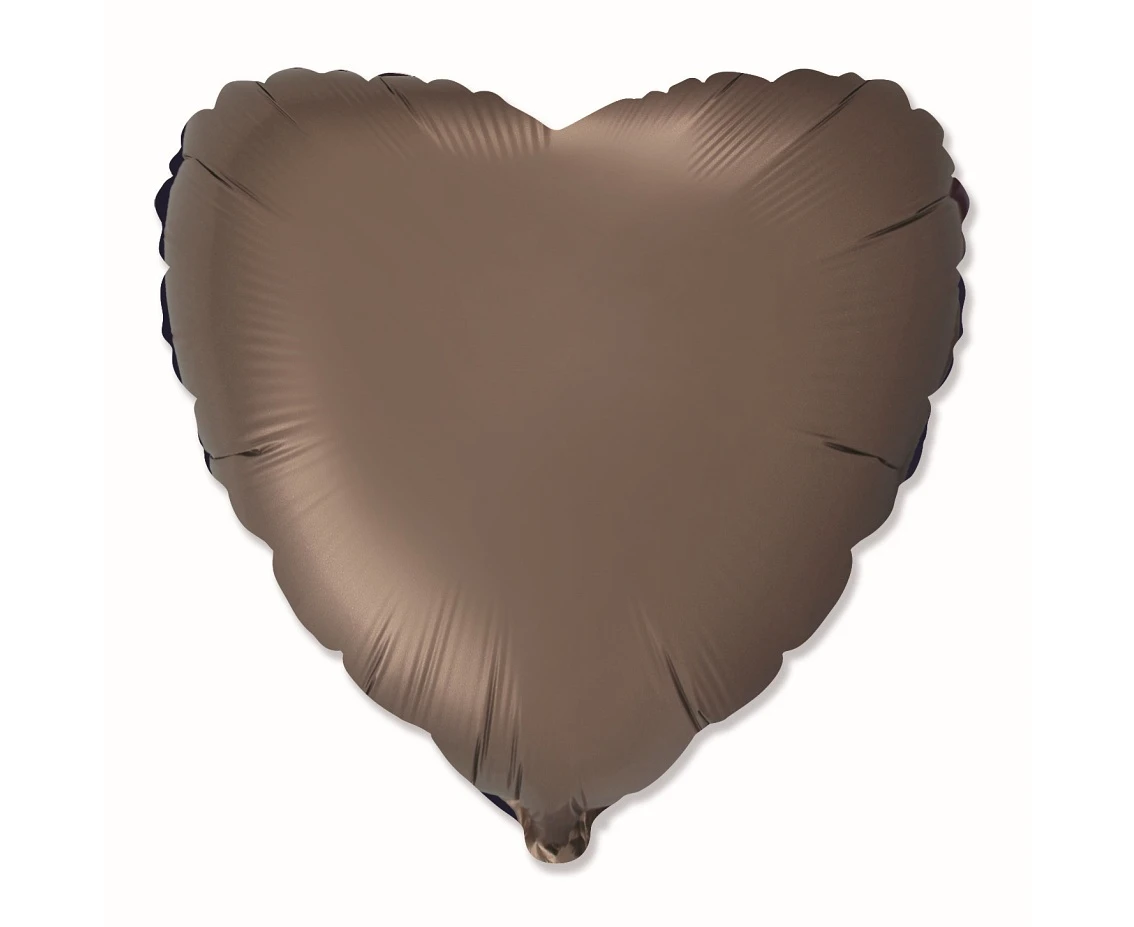 Foil balloon 18" FX - Heart (satin brown),  unpacked (flat)
