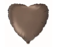 Foil balloon 18" FX - Heart (satin brown),  unpacked (flat)