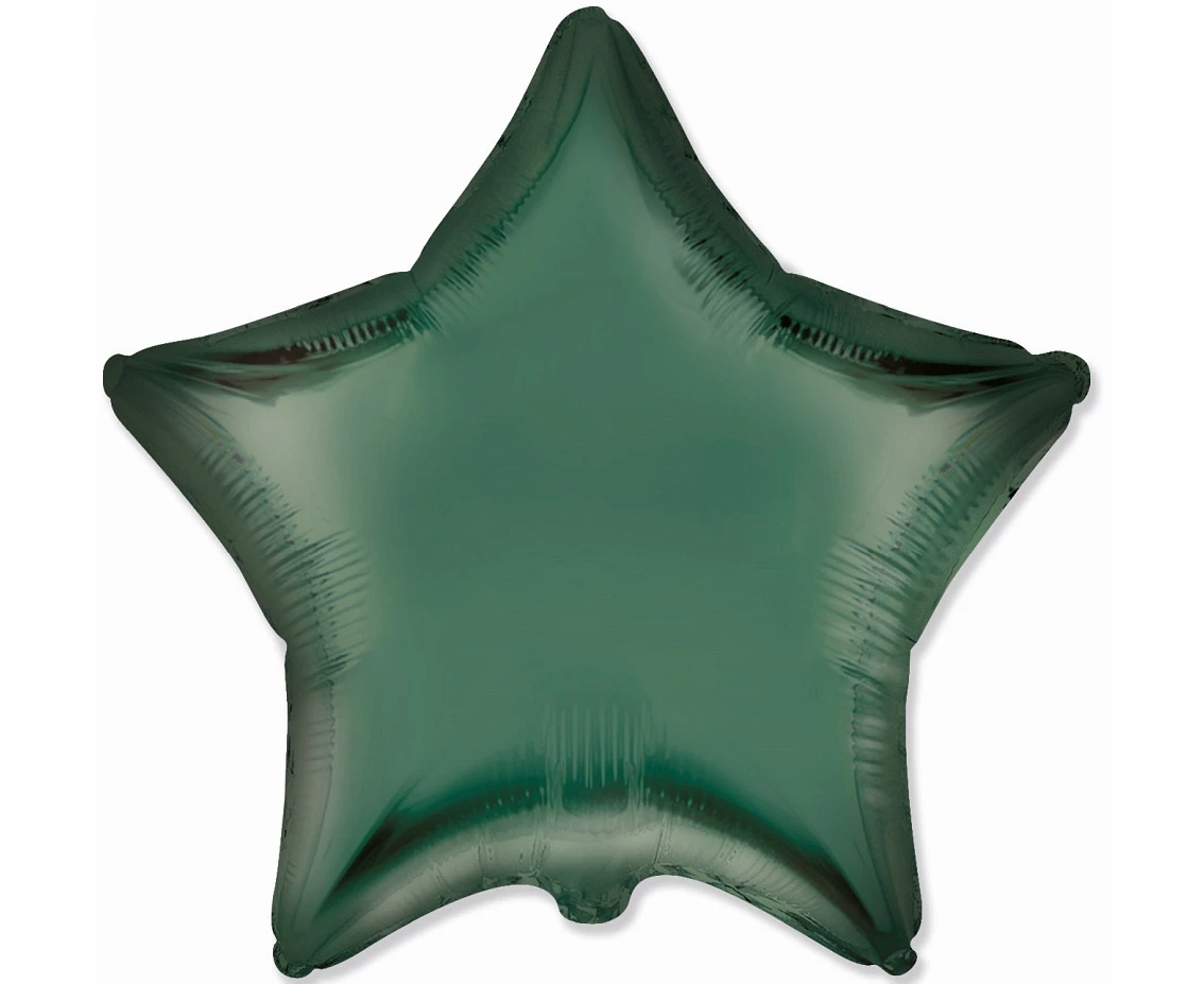 Foil balloon 18" FX - Star (satin green),  unpacked (flat)