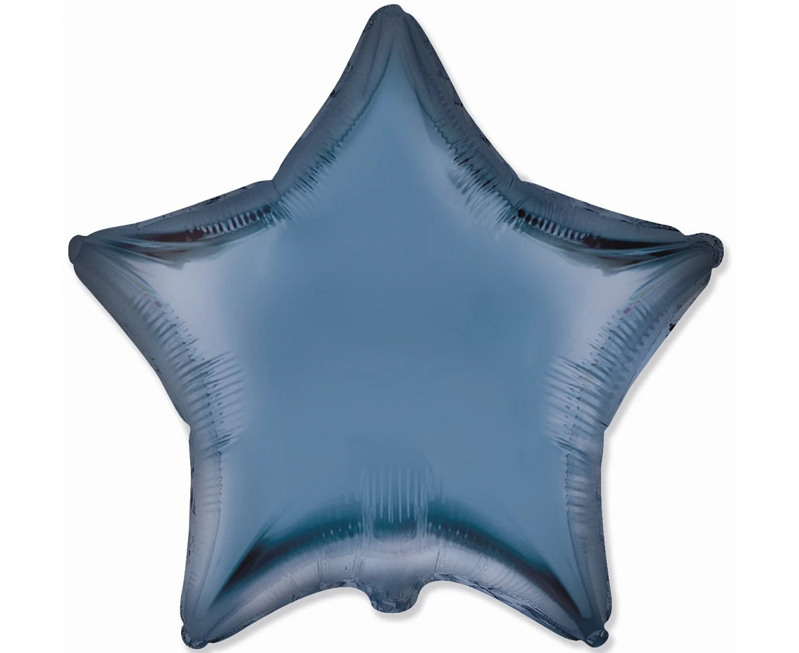 Foil balloon 18" FX - Star (satin steel-blue),  unpacked (flat)