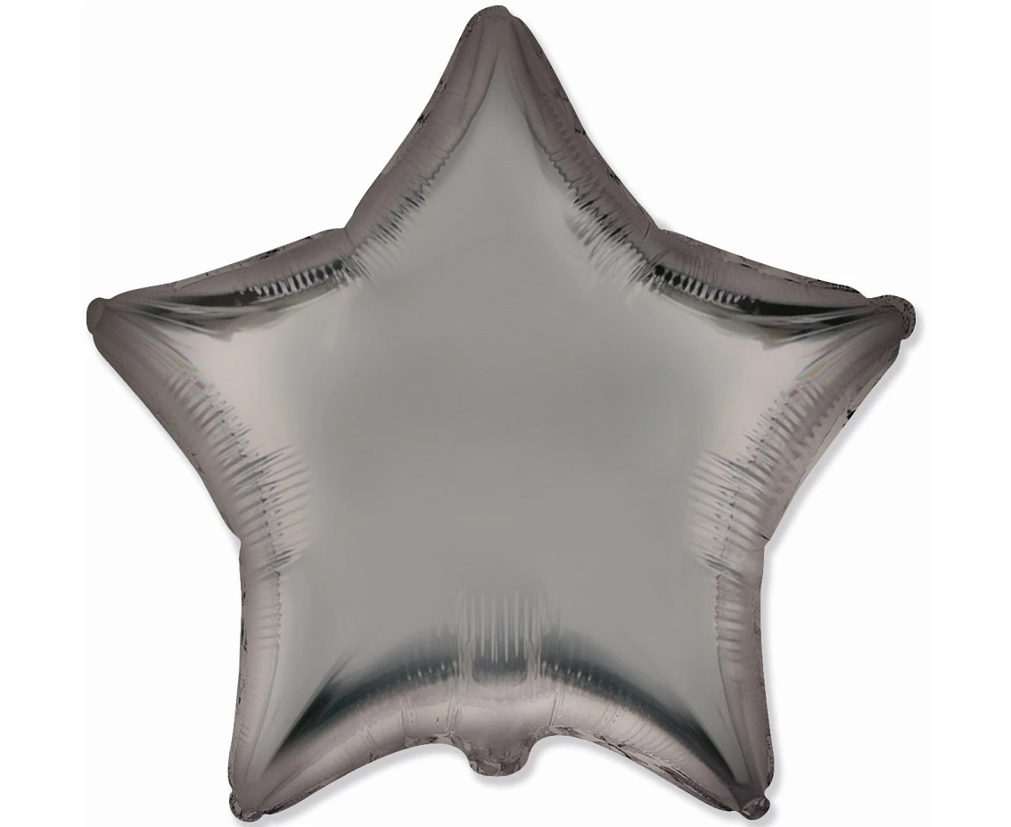 Foil balloon 18" FX - Star (satin steel gray),  unpacked (flat)
