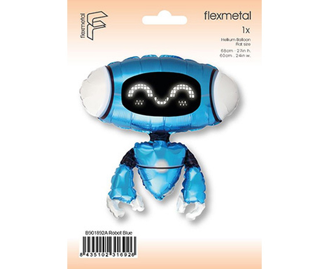 Foil balloon 24" FX - Robot Blue (paper packaging) EOL
