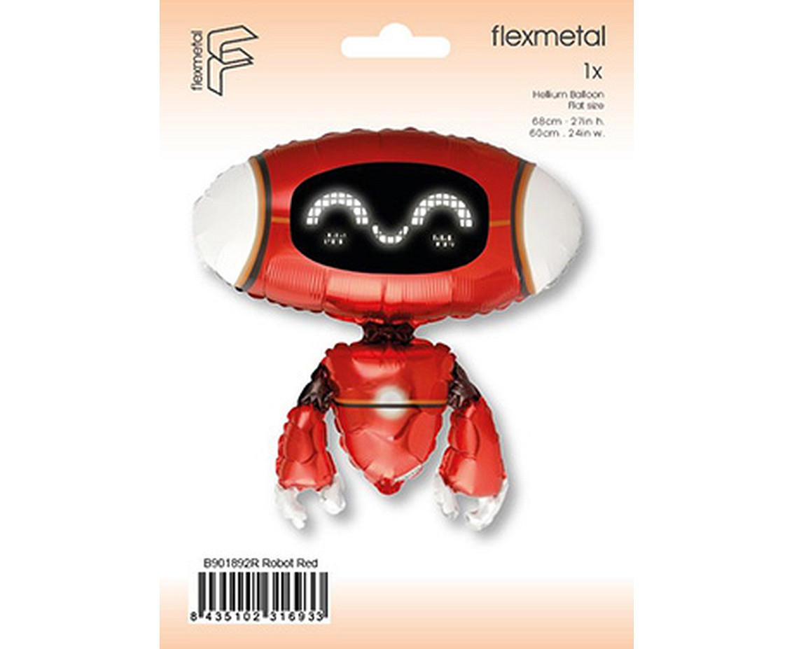 Foil balloon 24" FX - Robot Red (paper packaging) EOL
