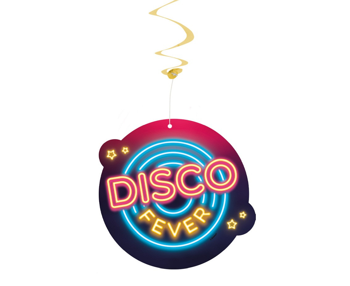 Set 2 Decoration swirls 'Disco fever' double sided (85 cm)