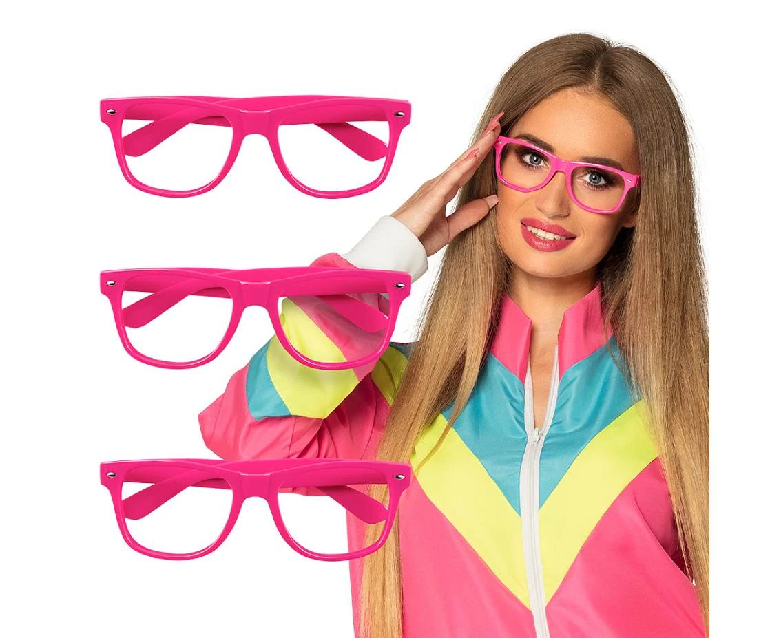 Party glasses, neon pink, 3 pcs.