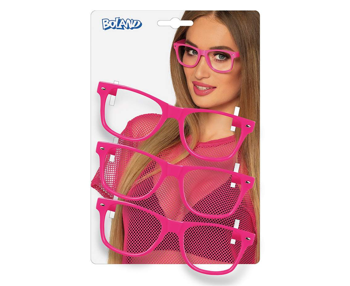 Party glasses, neon pink, 3 pcs.
