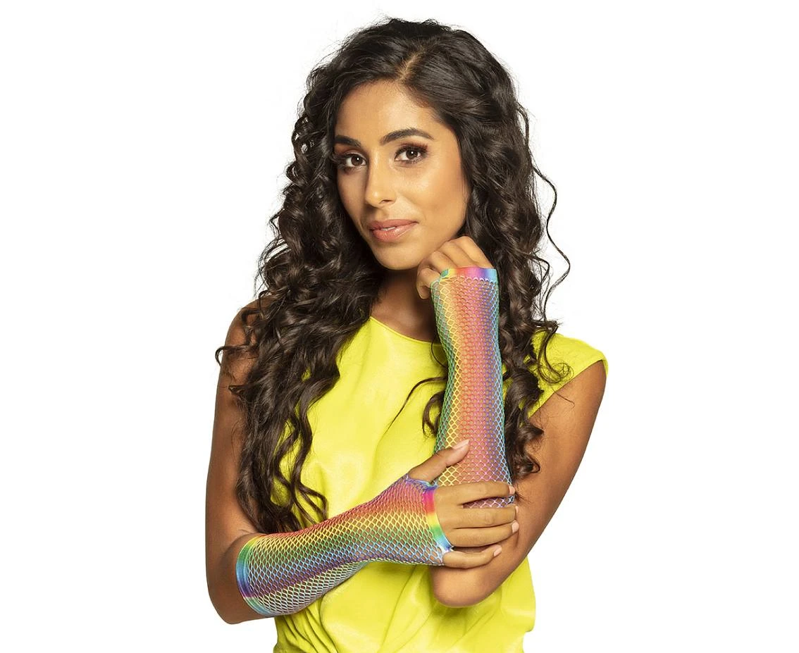 Pr Gloves elbow New York rainbow