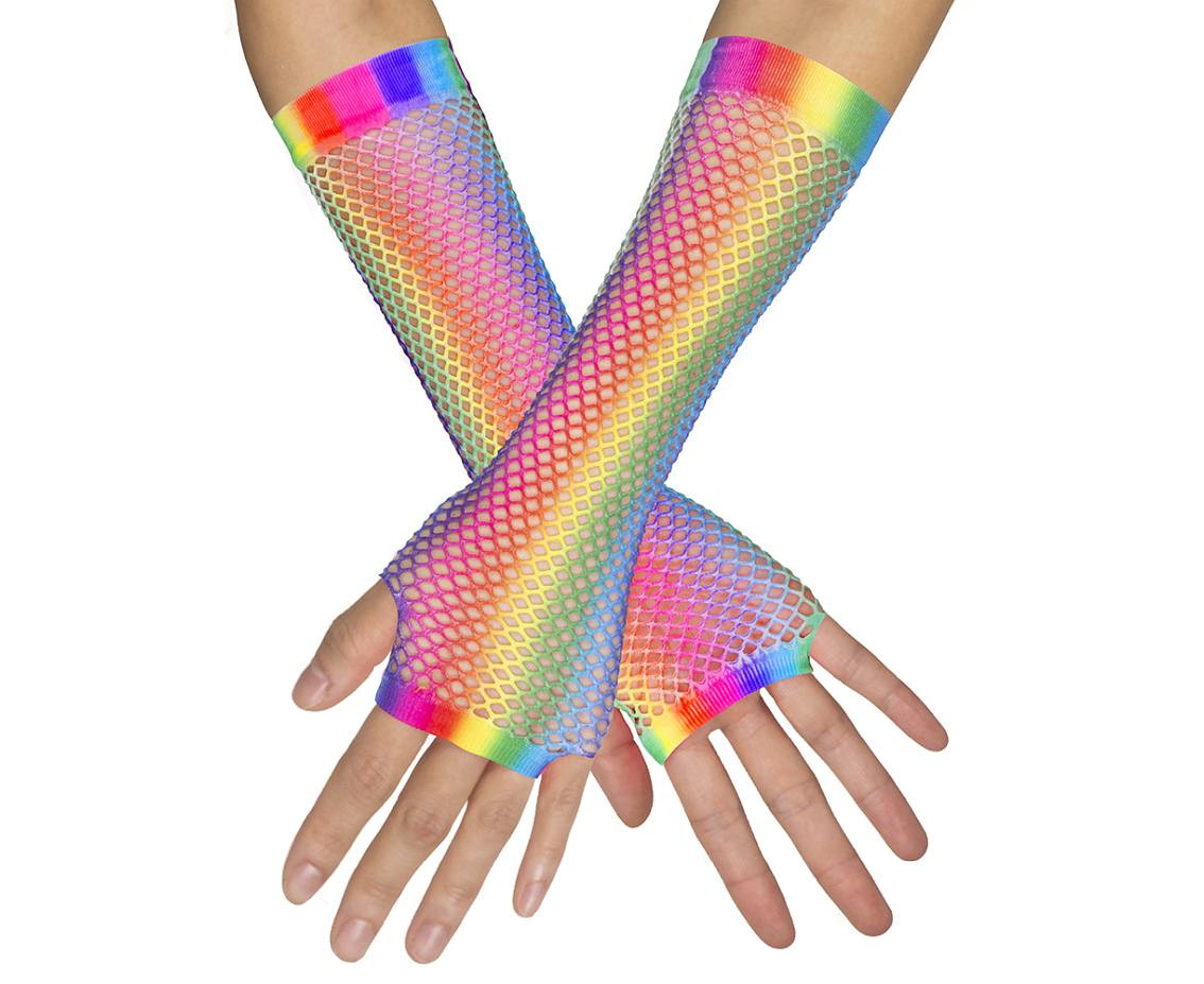 Pr Gloves elbow New York rainbow