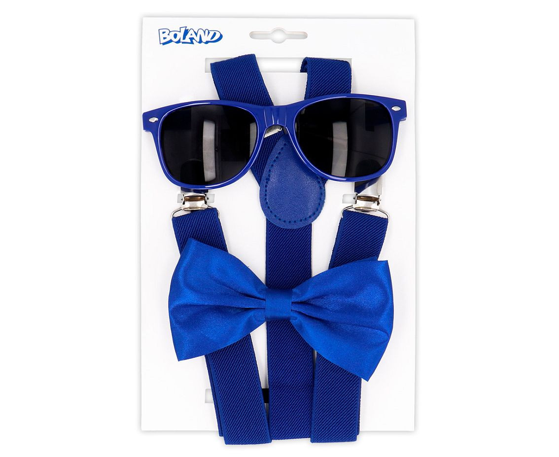Accessory blue (party glasses, bow tie and suspenders)