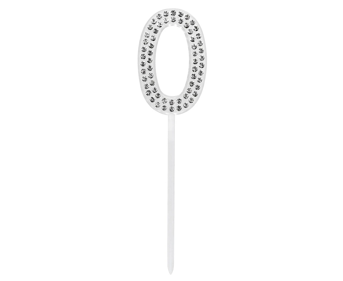 Diamond cake topper '0' (2.5 x 10.5 cm)