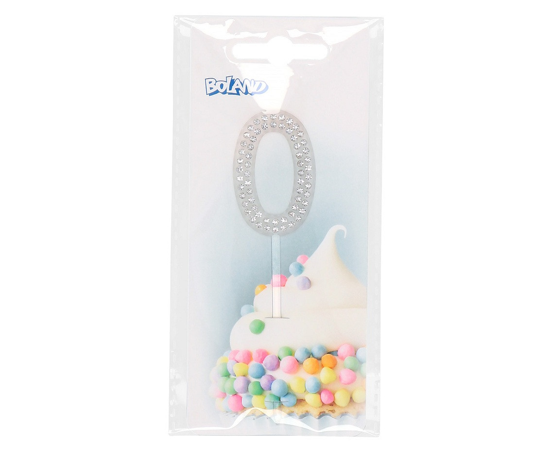 Diamond cake topper '0' (2.5 x 10.5 cm)