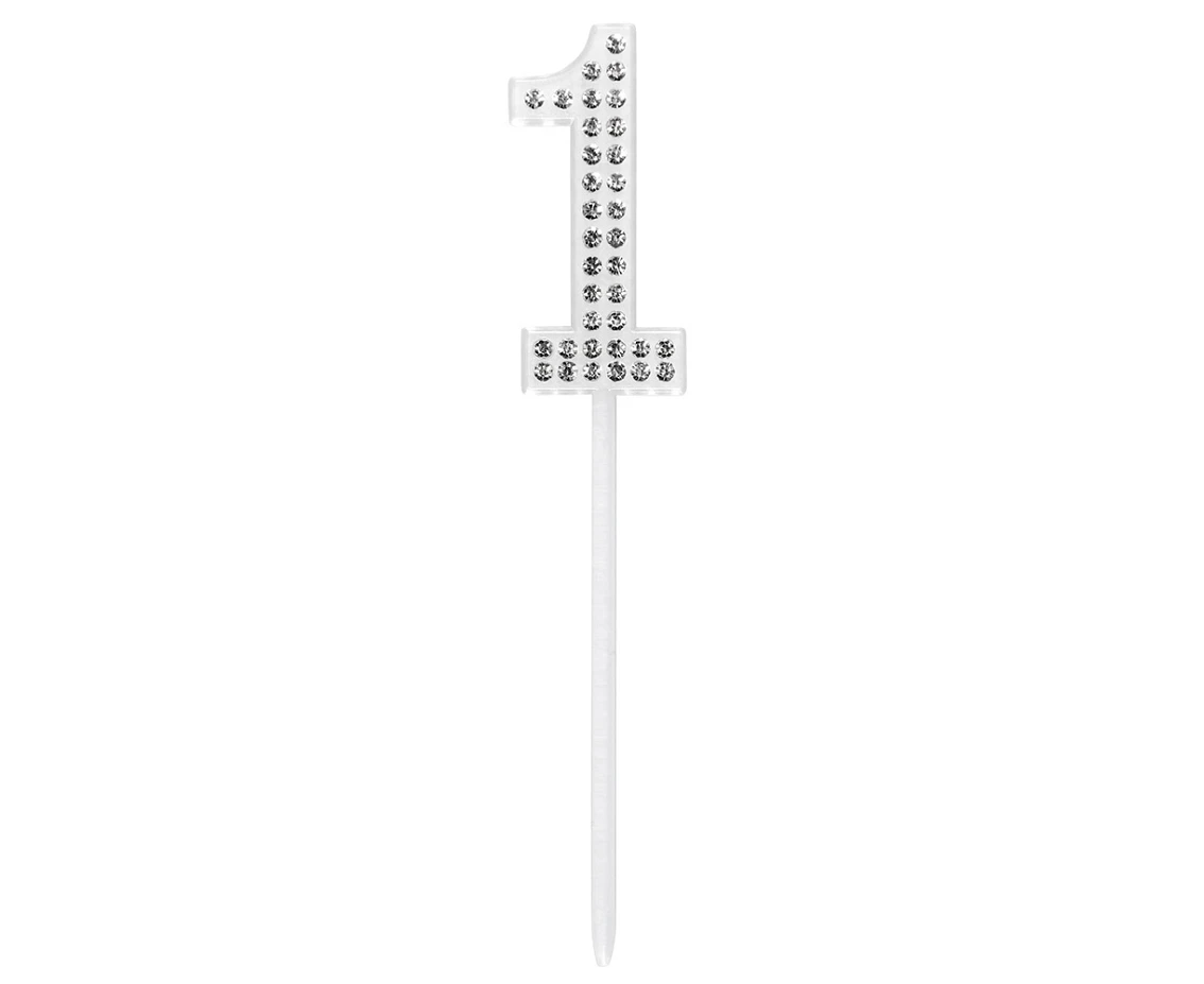 Pc. Diamond cake topper '1' (2.5 x 10.5 cm)