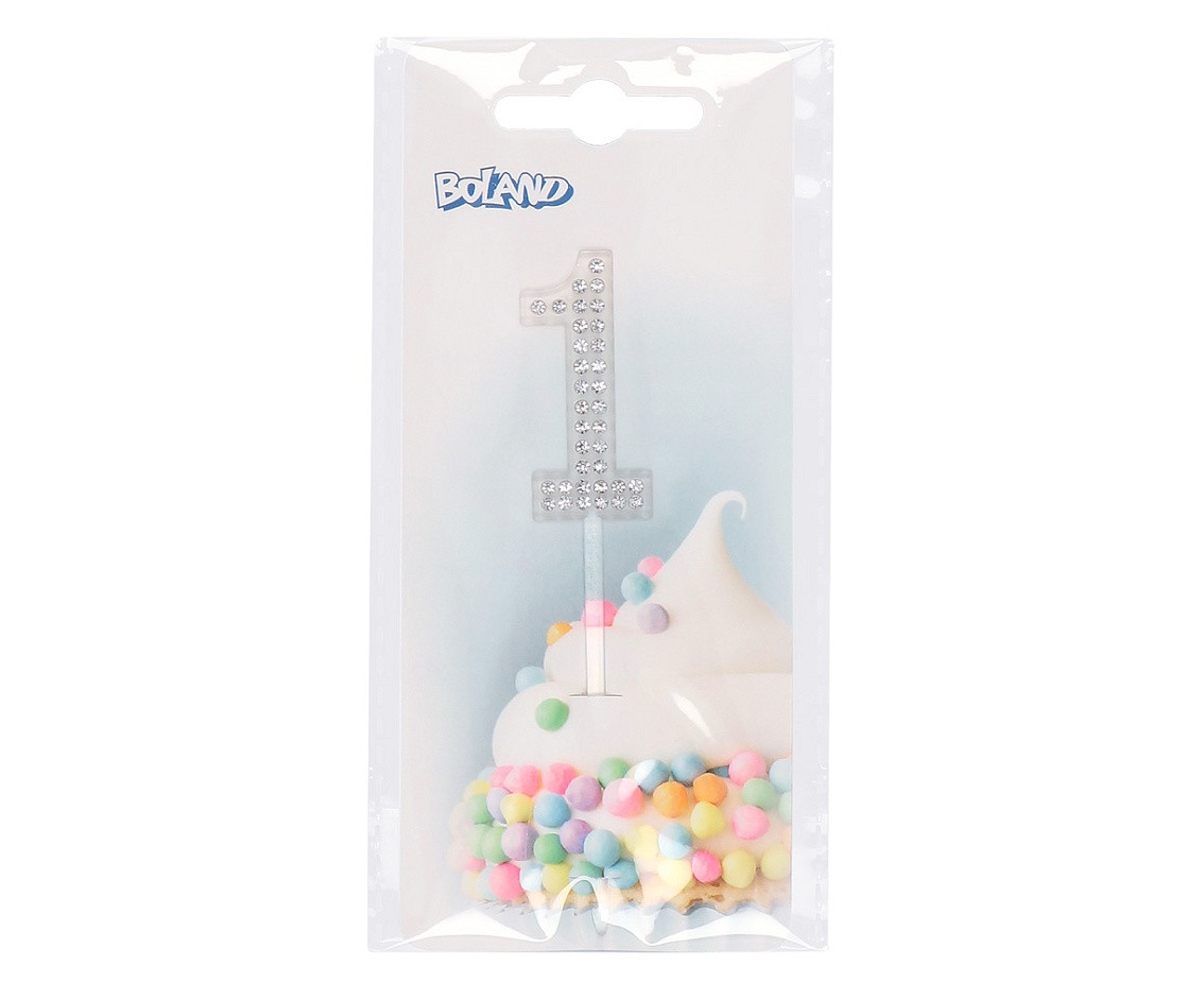 Pc. Diamond cake topper '1' (2.5 x 10.5 cm)