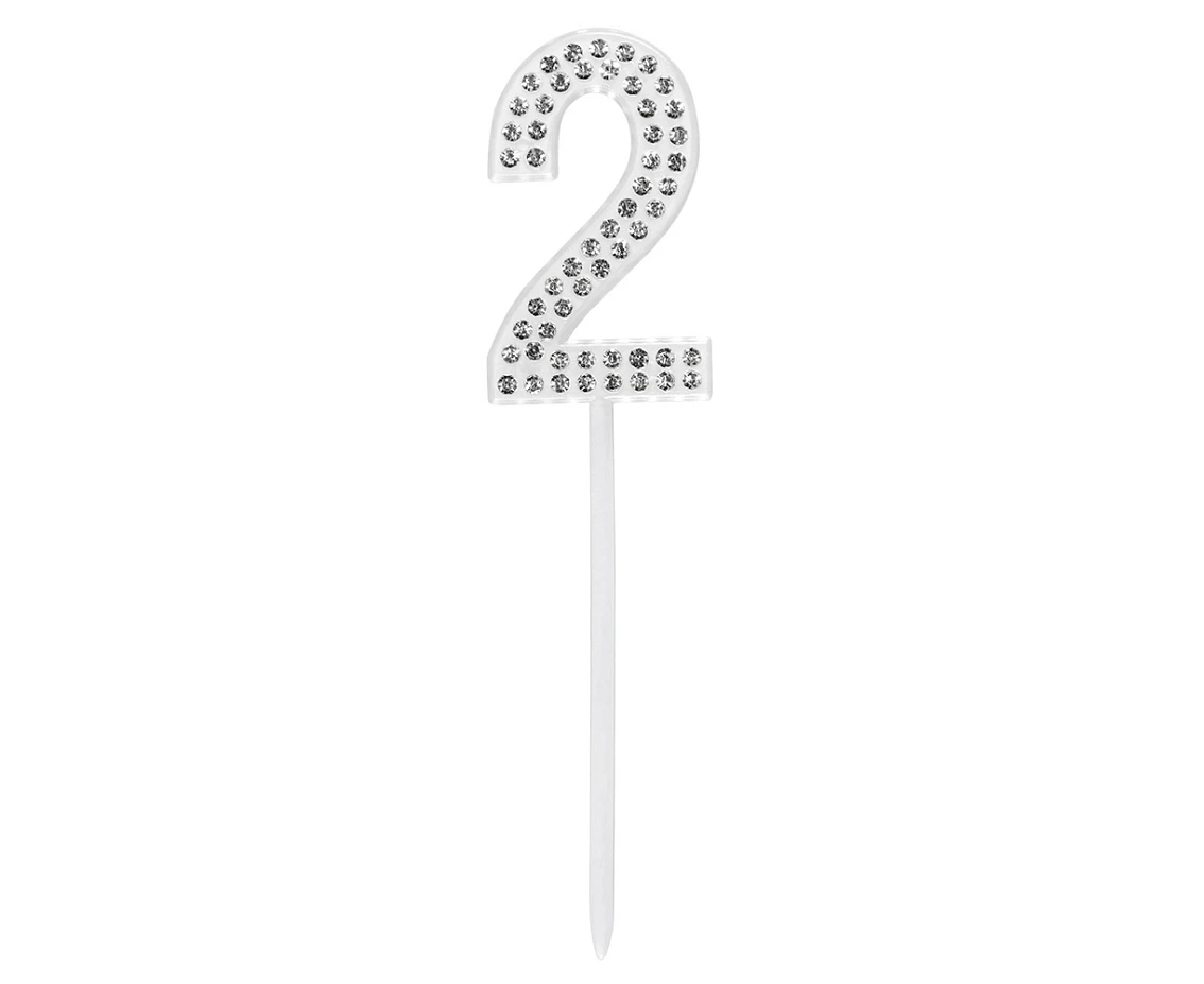 Diamond cake topper '2' (2.5 x 10.5 cm)
