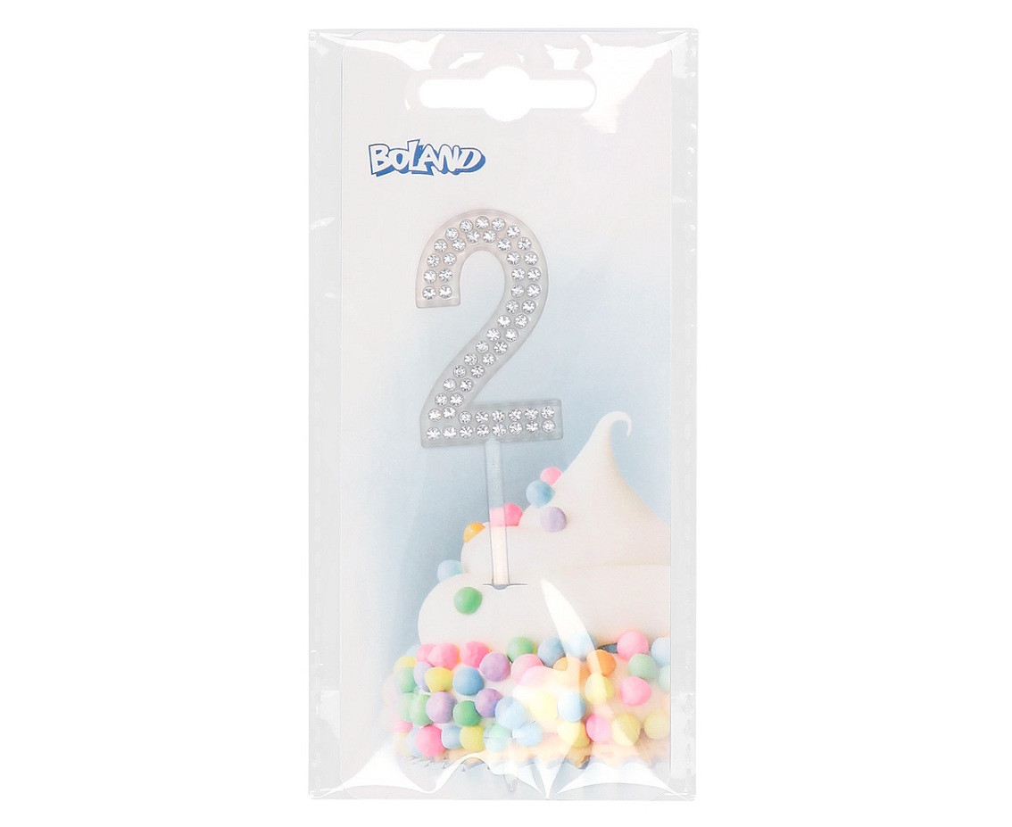 Diamond cake topper '2' (2.5 x 10.5 cm)