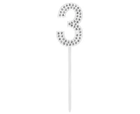 Diamond cake topper '3' (2.5 x 10.5 cm)