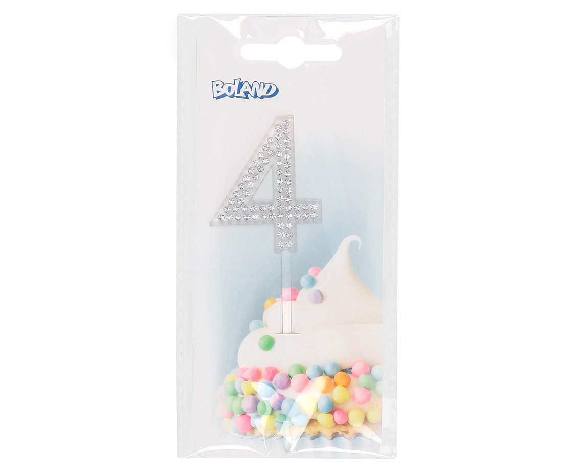 Diamond cake topper '4' (2.5 x 10.5 cm)