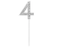 Diamond cake topper '4' (2.5 x 10.5 cm)