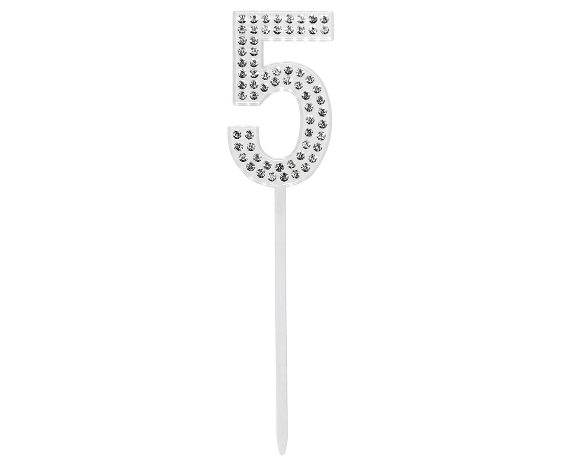 Diamond cake topper '5' (2.5 x 10.5 cm)