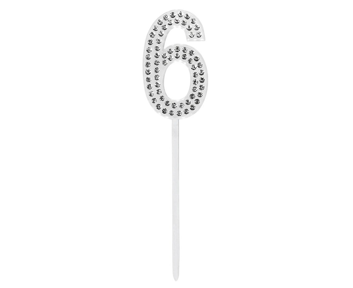 Diamond cake topper '6' (2.5 x 10.5 cm)