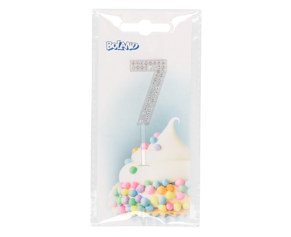 Diamond cake topper '7' (2.5 x 10.5 cm)