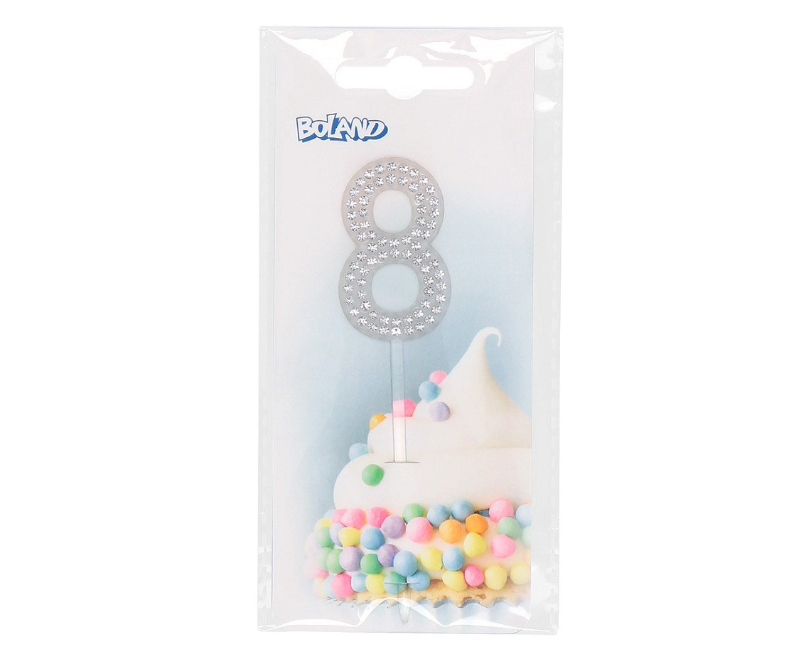 Diamond cake topper '8' (2.5 x 10.5 cm)