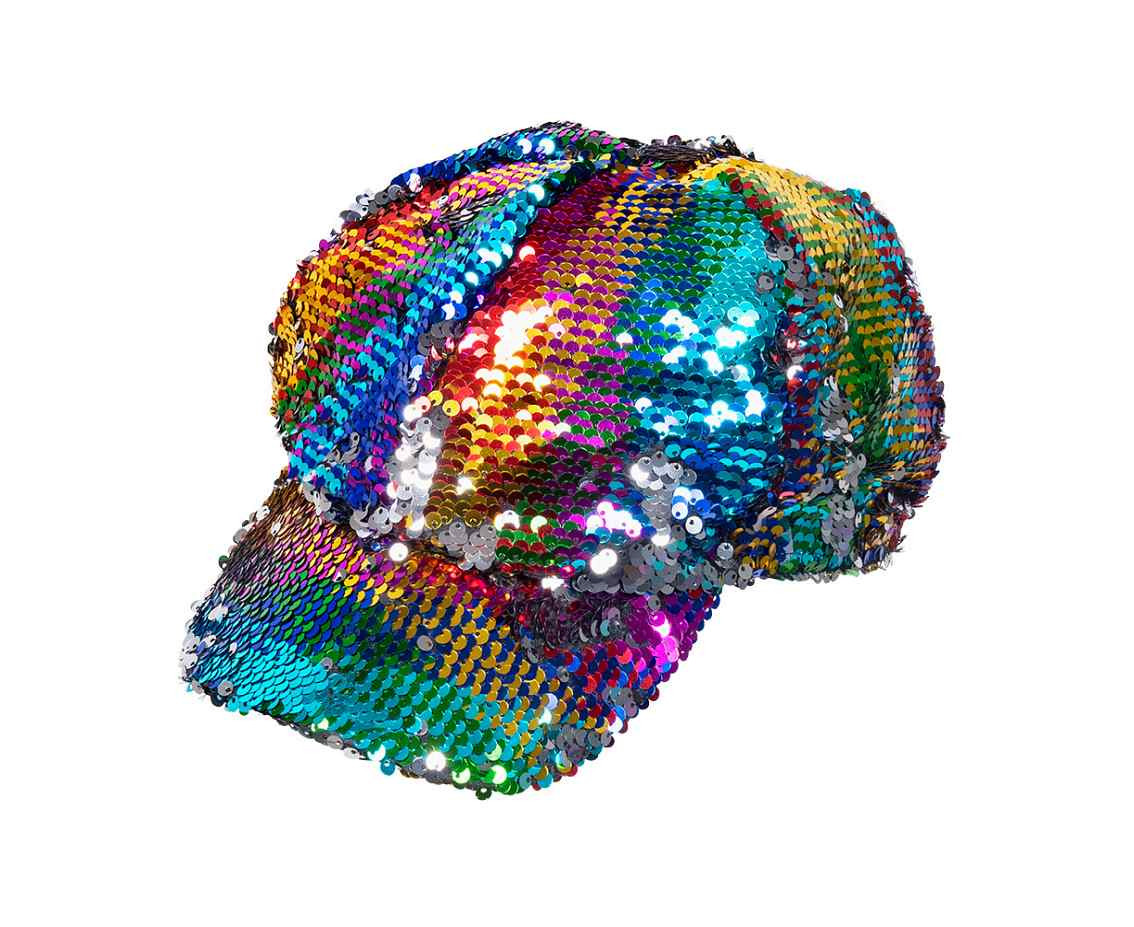 Cap Rainbow switch (reversible sequins rainbow/silver)