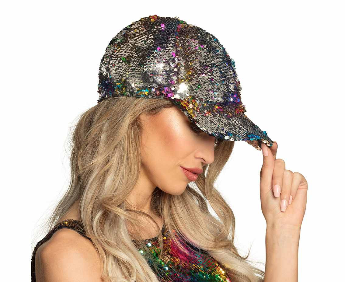 Cap Rainbow switch (reversible sequins rainbow/silver)
