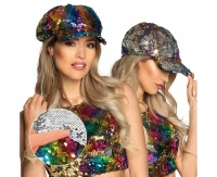 Cap Rainbow switch (reversible sequins rainbow/silver)