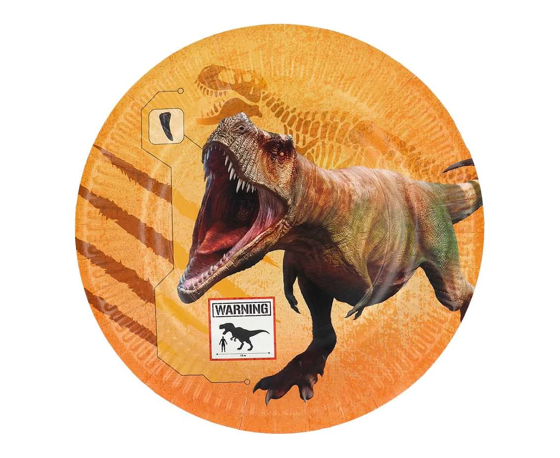 Dinosaur paper plates, 23 cm, 8 pcs.