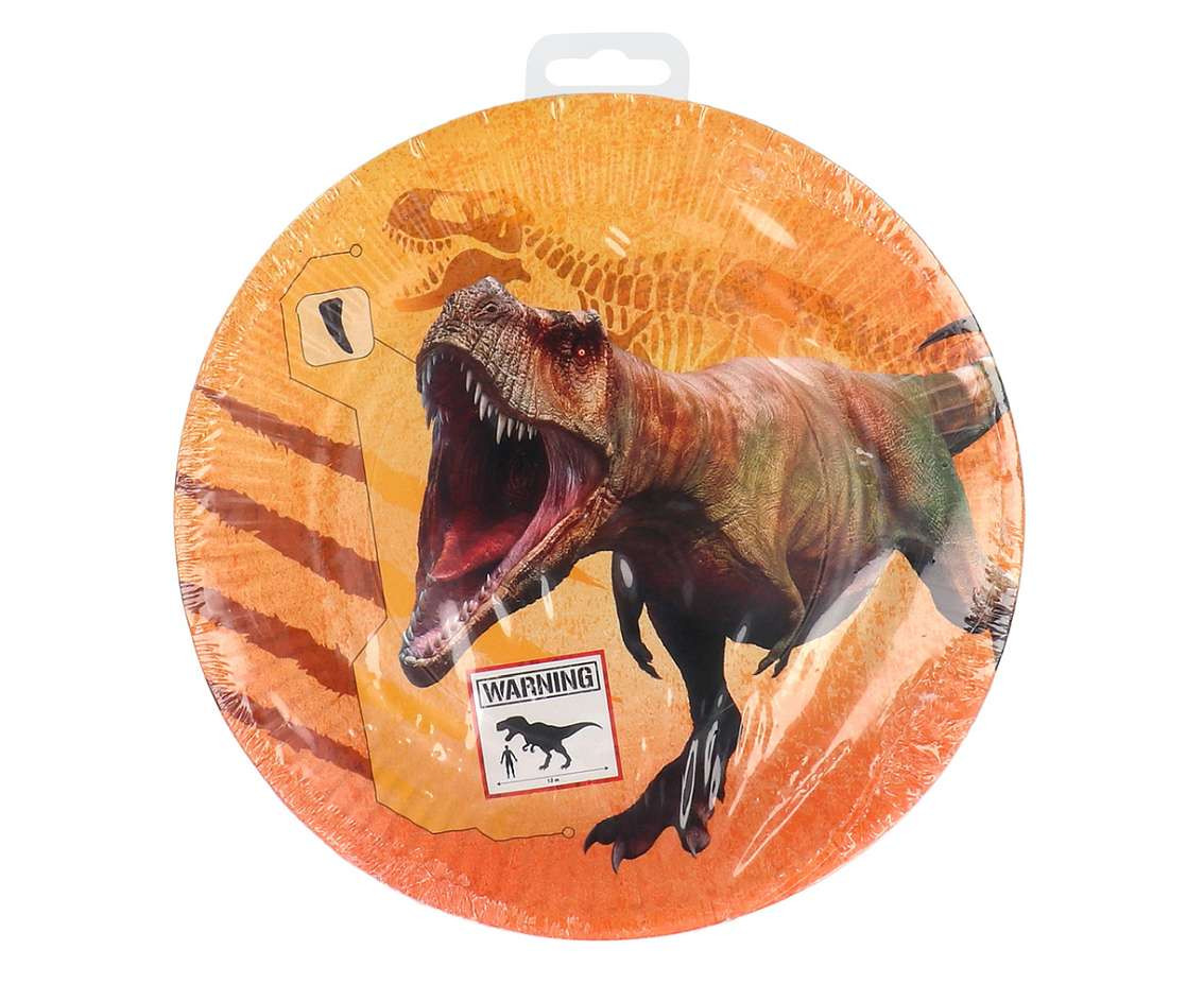 Dinosaur paper plates, 23 cm, 8 pcs.