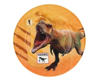 Dinosaur paper plates, 23 cm, 8 pcs.