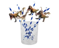 Paper straws T-Rex 2 colours (20 cm), 6 pcs.