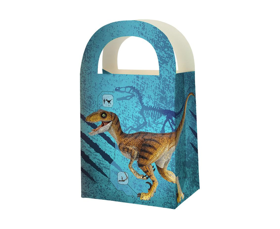 paper party bags T-Rex (15,5 x 13 x 8 cm), 4 pcs