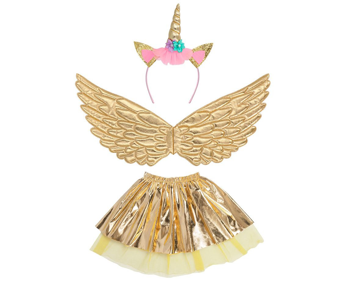Set Unicorn fairy gold (tiara, wings and tutu)