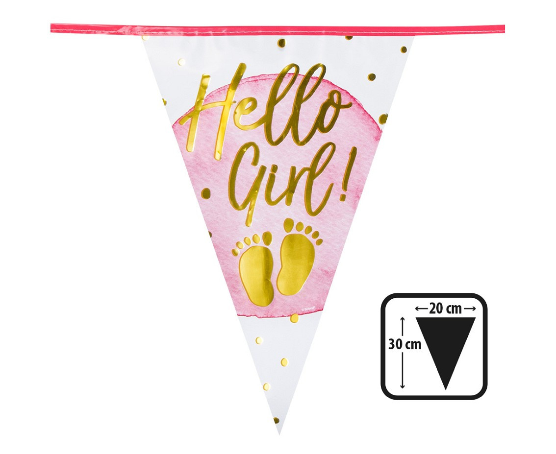 Foil bunting 'Hello Girl!' (30 x 20 cm)(6 m)